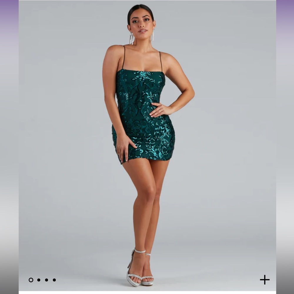 WINDSOR- Green Sequin mini dress